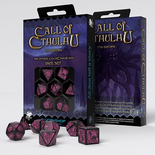 Набор кубиков Call of Cthulhu 7th Edition Black & magenta Dice Set