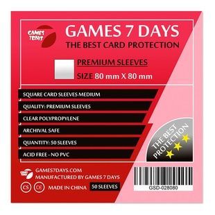 Протекторы Games7Days (80 х 80 мм) Premium Square (50 шт)