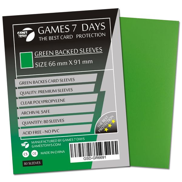 Протекторы Games7Days (66 х 91 мм / 63.5x88 мм) Green Premium MTG (80 шт)