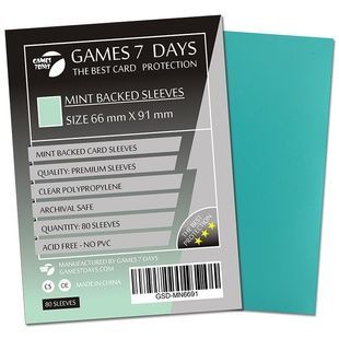 Протекторы Games7Days (66 х 91 мм / 63.5x88 мм) Mint Premium MTG (80 шт)