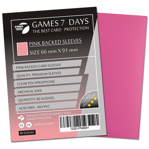 Протекторы Games7Days (66 х 91 мм / 63.5x88 мм) Pink Premium MTG (80 шт)