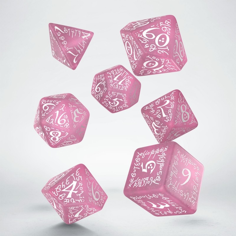 Набір кубиків Elvish Shimmering pink & White Dice Set (7)
