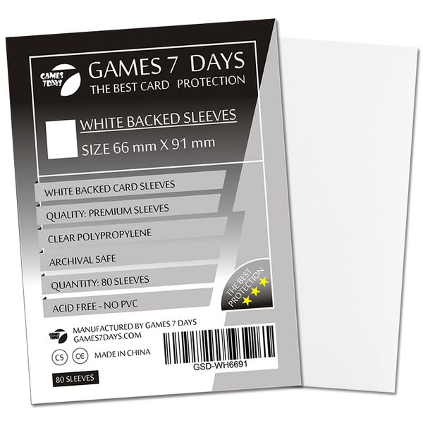Протекторы Games7Days (66 х 91 мм / 63.5x88 мм) White Premium MTG (80 шт)
