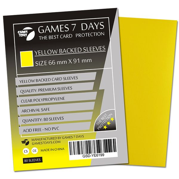 Протектори Games7Days (66 х 91 мм / 63.5x88 мм) Yellow Premium MTG (80 шт)
