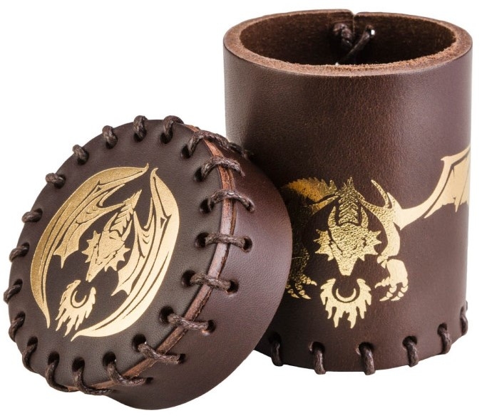 Стакан для кубиков Flying Dragon Brown & golden Leather Dice Cup