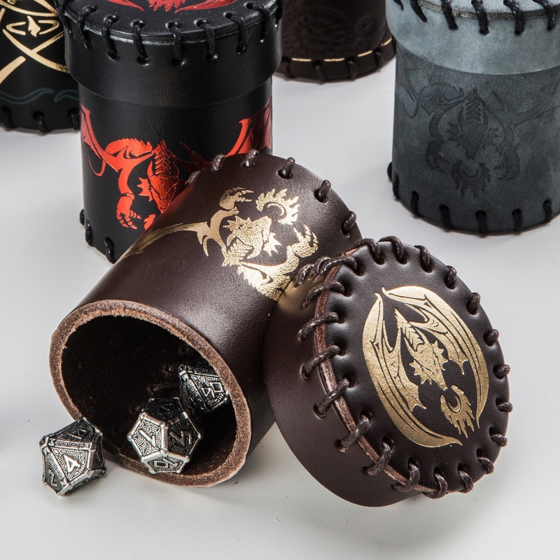 Стакан для кубиків Flying Dragon Brown & golden Leather Dice Cup