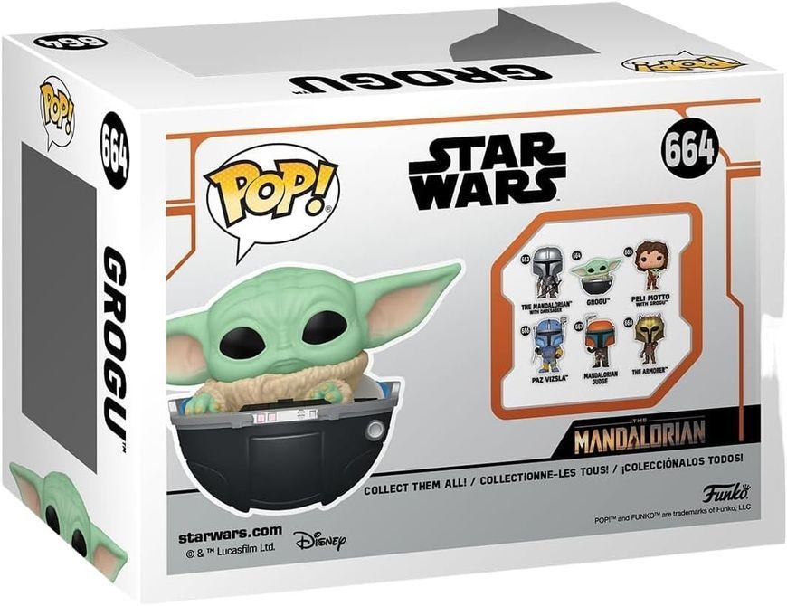 Малыш Грогу в коляске - Funko POP Star Wars The Mandalorian Grogu in Hover-Pram #664