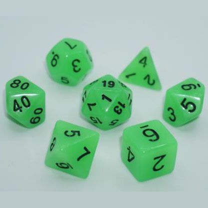 Набір кубиків Games7Days GLOW IN THE DARK - Салатовий (7 шт)