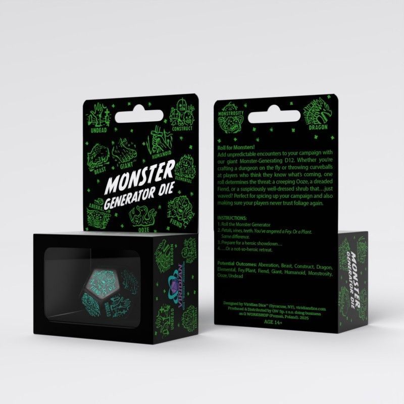 Кубик D12 Monster Generator Die: Black&Turquise (1)