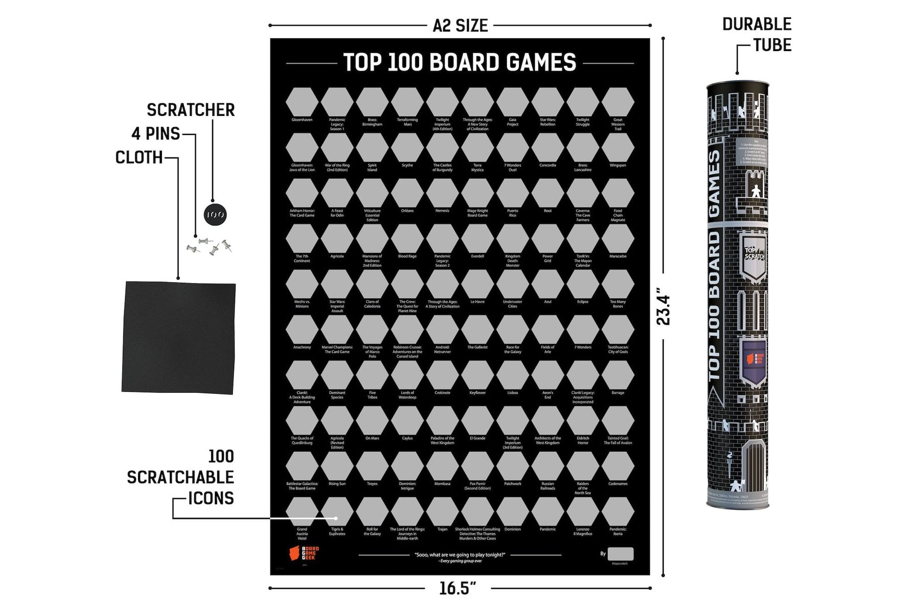 Скретч-постер Топ 100 настільних ігор (Top 100 Board Games) купить недорого  оптом в Украине | цена от интернет магазина Geekach Distribution, Киев