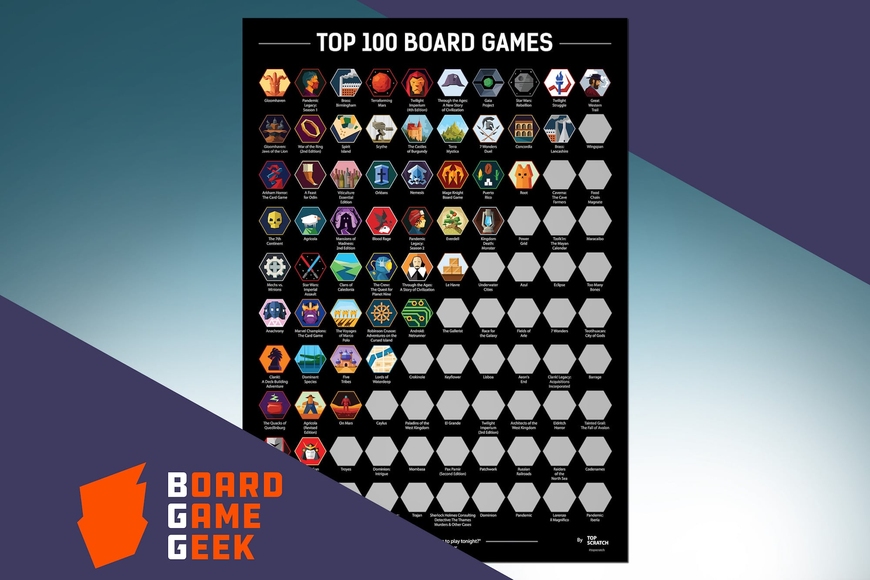 Скретч-постер Топ 100 настільних ігор (Top 100 Board Games)
