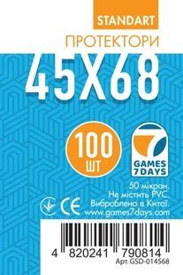 Протекторы Games7Days (45 х 68 мм) Standard Mini Euro (100 шт)