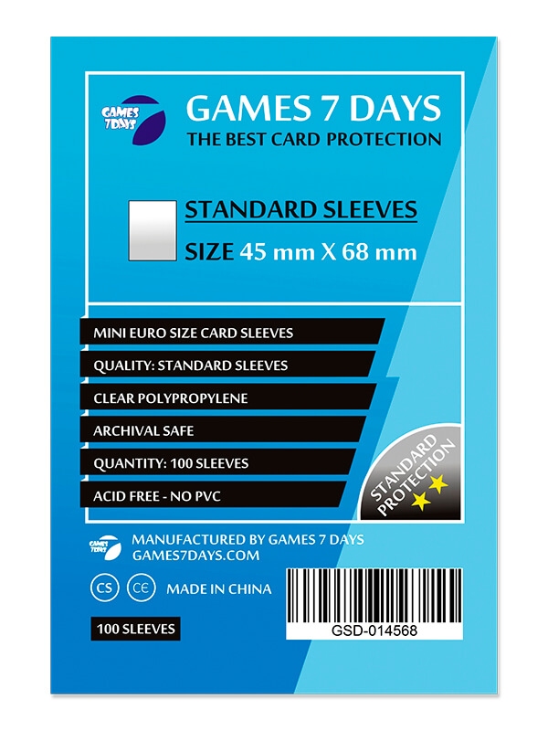 Протектори Games7Days (45 x 68 мм) Standard Mini Euro (100 шт)